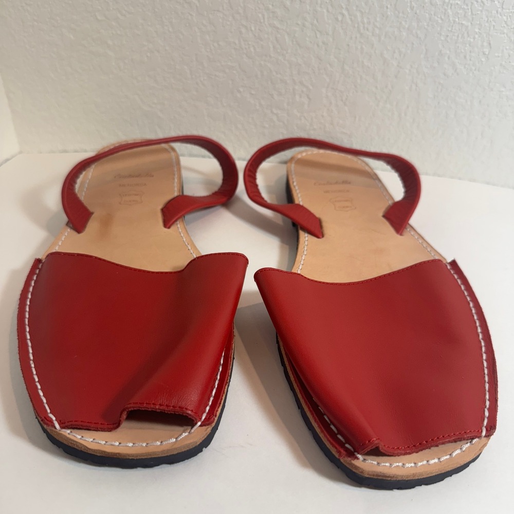 Ciutadella Menorca Leather Slingback Sandals Red Legítimo Cuero Mens 12 - 12.5‎